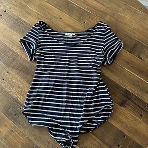 Anthropologie Navy and White Striped Bodysuit
